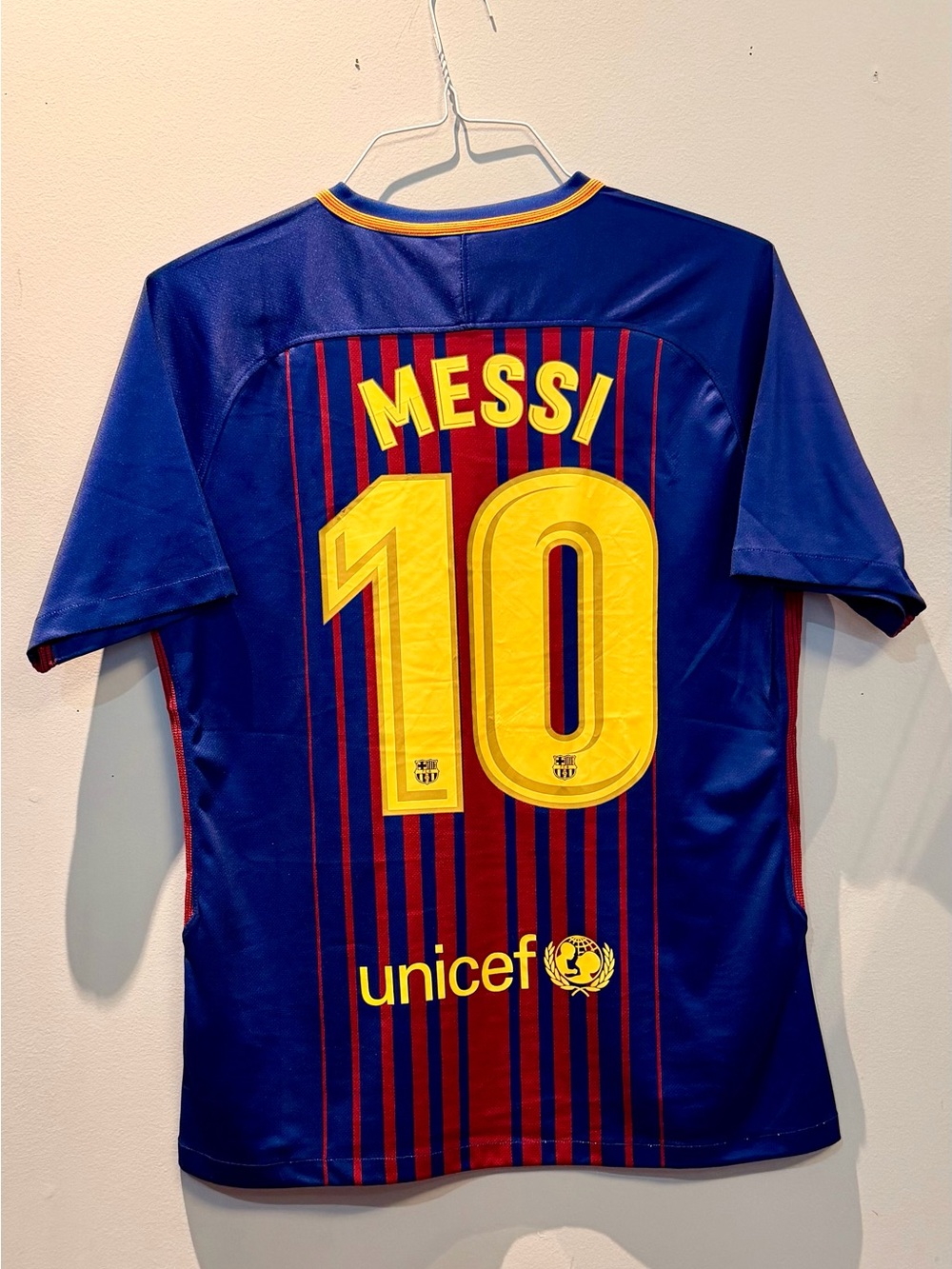 Nike Boys Blue and Red Lionel Messi #10 Soccer Jersey